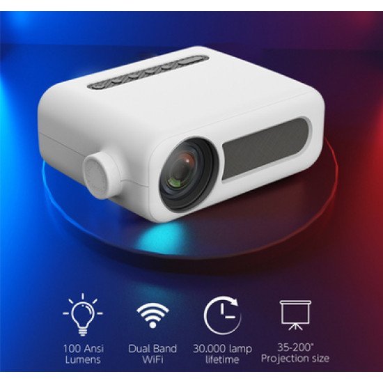 POWERTECH LED βιντεοπροβολέας PT-982, Full HD, HDMI/USB, λευκός