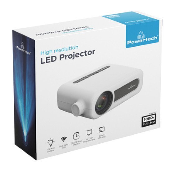 POWERTECH LED βιντεοπροβολέας PT-982, Full HD, HDMI/USB, λευκός