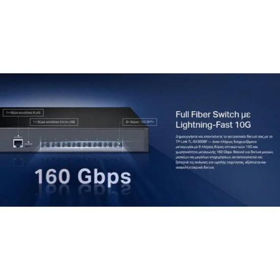 Tp-Link L2+ Managed Switch Tl-Sx3008F, 8-Ports 10Gbps Sfp+, Ver. 1.0 Tp-Link L2+ Managed Switch Tl-Sx3008F, 8-Ports 10Gbps Sfp+, Ver. 1.0