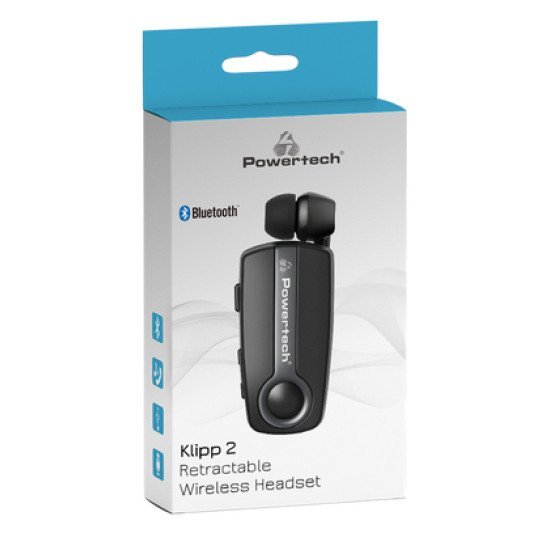 Powertech Bluetooth Earphone Klipp 2 Pt-998, Multipoint, Bt V5.1, Γκρι