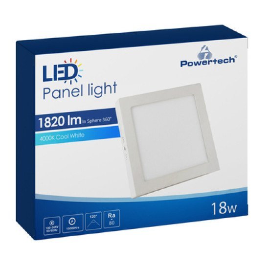 Powertech Led Panel Pan-0004, 18W, 22.5 X 2.8Cm, 4000K, 1820Lm, Λευκό