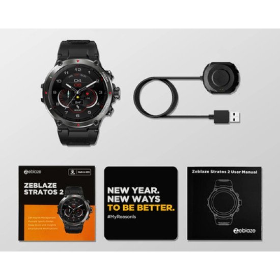 Zeblaze Smartwatch Stratos 2, 1.3" Amoled, Gps, Heart Rate, 5 Atm, Μαύρο Zeblaze Smartwatch Stratos 2, 1.3" Amoled, Gps, Heart Rate, 5 Atm, Μαύρο