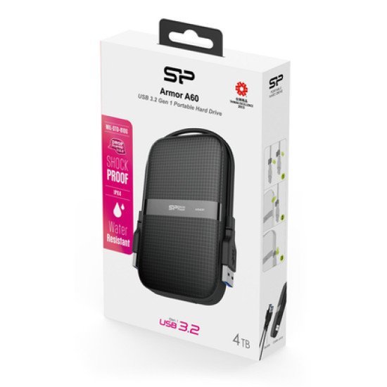 Silicon Power Εξωτερικός Hdd Armor A60, 4Tb, Usb 3.2, Μαύρος Silicon Power Εξωτερικός Hdd Armor A60, 4Tb, Usb 3.2, Μαύρος