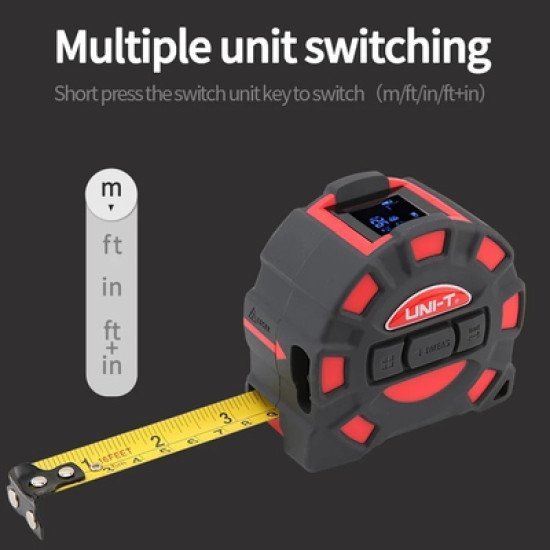 Uni-T Ψηφιακό Μέτρο Laser Lm60T, Έως 60M, M/Ft/In, Με Μετροταινία 5M Uni-T Ψηφιακό Μέτρο Laser Lm60T, Έως 60M, M/Ft/In, Με Μετροταινία 5M