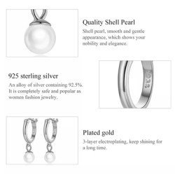 Bamoer Σκουλαρίκια Κρίκος Sce1257 Με Πέρλα, Ασήμι 925, Ασημί Bamoer Σκουλαρίκια Κρίκος Sce1257 Με Πέρλα, Ασήμι 925, Ασημί