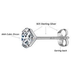 Bamoer Σκουλαρίκια Καρφωτά Bse166 Με Κυβική Ζιρκόνια, 6Mm, Ασήμι 925 Bamoer Σκουλαρίκια Καρφωτά Bse166 Με Κυβική Ζιρκόνια, 6Mm, Ασήμι 925