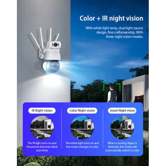 Sectec Smart Κάμερα St-428-4M-Dl Με Προβολείς, Dual Lens, 4Mp, Onvif Ptz Sectec Smart Κάμερα St-428-4M-Dl Με Προβολείς, Dual Lens, 4Mp, Onvif Ptz