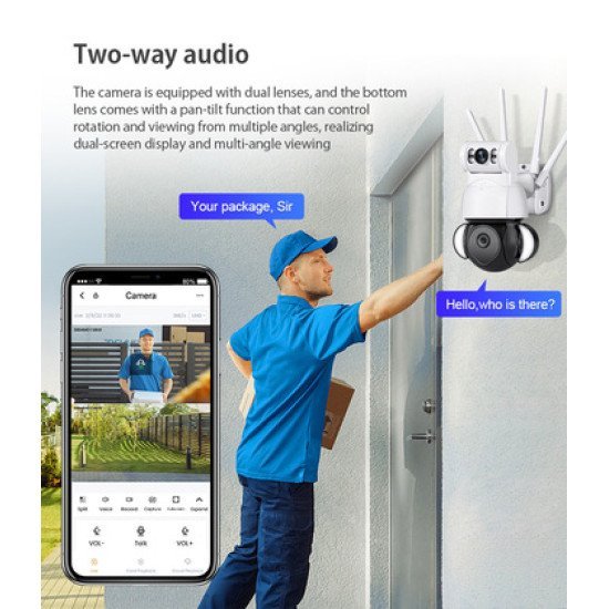 Sectec Smart Κάμερα St-428-4M-Dl Με Προβολείς, Dual Lens, 4Mp, Onvif Ptz Sectec Smart Κάμερα St-428-4M-Dl Με Προβολείς, Dual Lens, 4Mp, Onvif Ptz