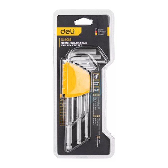 Deli Σετ Κλειδιά Allen Dl3088 Με Μακρύ Βραχίονα, 1.5-10Mm, Cr-V, 9Τμχ Deli Σετ Κλειδιά Allen Dl3088 Με Μακρύ Βραχίονα, 1.5-10Mm, Cr-V, 9Τμχ