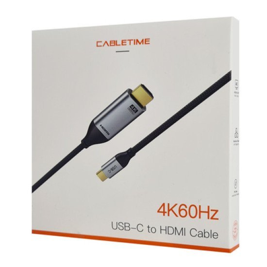 CABLETIME καλώδιο USB-C σε HDMI C160, 4K, gold plated, 5m, μαύρο CABLETIME καλώδιο USB-C σε HDMI C160, 4K, gold plated, 5m, μαύρο