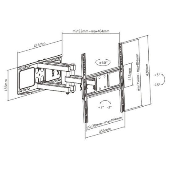 LOGAN επιτοίχια βάση COSMO15B, για οθόνη 32"-55", 40kg