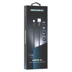 Rockrose Καλώδιο Lightning Σε Usb Arrow Al, 2.4A, 1M, Μαύρο
