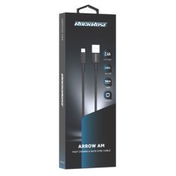 Rockrose Καλώδιο Micro Usb Σε Usb Arrow Ac, 2.4A, 1M, Μαύρο