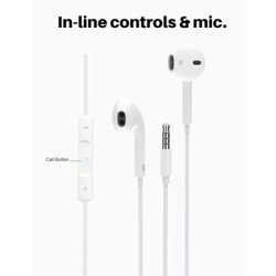 Powertech Earphones Με Μικρόφωνο Classic, 3.5Mm, 1.2M, Λευκά