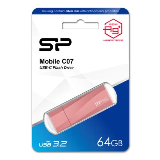 Silicon Power Usb-C Flash Drive Mobile C07, 64Gb, Usb 3.2, Ροζ
