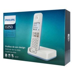 Philips Ασύρματο Τηλέφωνο D2501S-34, Με Ελληνικό Μενού, Λευκό-Μπλε