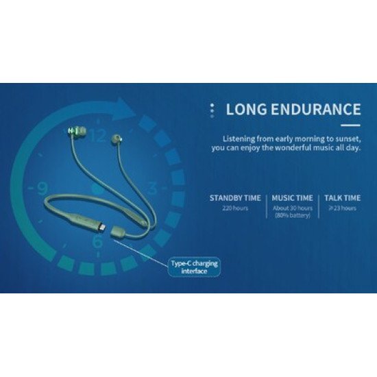 Yison Earphones E20, Με Μαγνήτη, Bluetooth 5.2, 12Mm, Πράσινα