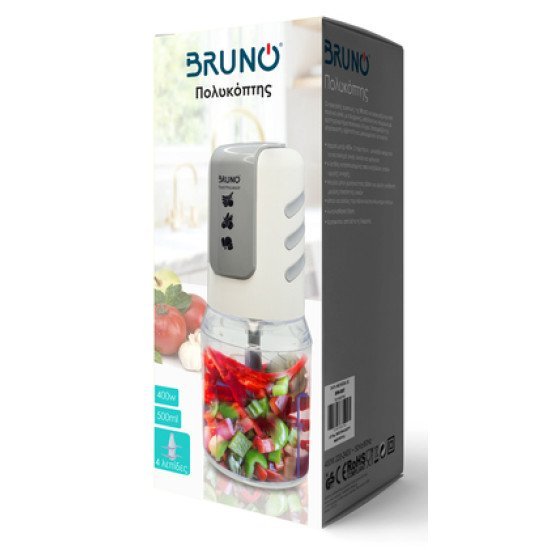 Bruno Πολυκόπτης Brn-0082, 2 Ταχύτητες, 400W, 500Ml, 4 Λεπίδες, Λευκός Bruno Πολυκόπτης Brn-0082, 2 Ταχύτητες, 400W, 500Ml, 4 Λεπίδες, Λευκός