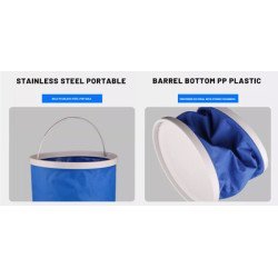 Πτυσσόμενος Κουβάς Fish-0051, Υφασμάτινος, 13L, Φ24X30Cm, Μπλε