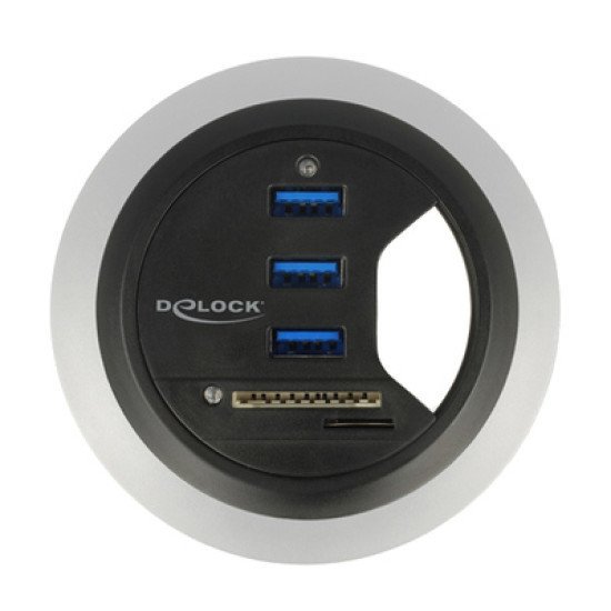 Delock Usb Hub 62869, 3X Usb, Micro Sd & Sd, 5Gbps, 60/80Mm, Μαύρο