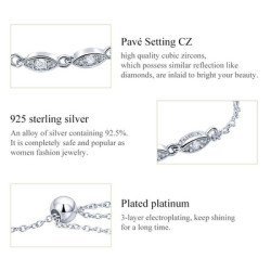 Bamoer Βραχιόλι Scb086 Με Κυβική Ζιρκόνια, Ασήμι 925, Ασημί