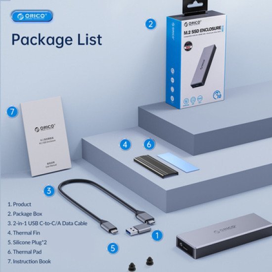 Orico Θήκη Για Μ.2 Nvme Ssd Cm2C3-G2-Gy-Bp, 10Gbps, Έως 4Tb, Γκρι