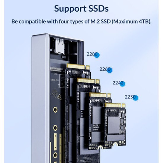 Orico Θήκη Για Μ.2 Nvme Ssd Cm2C3-G2-Gy-Bp, 10Gbps, Έως 4Tb, Γκρι