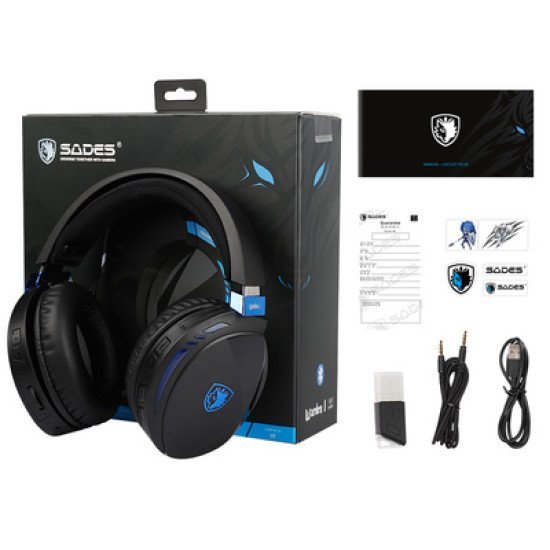 Sades Gaming Headset Warden I, Wireless & Wired. Multiplatform Bt, Μαύρο