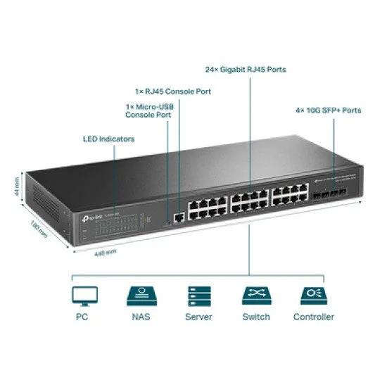 Tp-Link L2+ Managed Switch Tl-Sg3428X, 24-Port Gigabit, 4X Sfp+, Ver.1.0 Tp-Link L2+ Managed Switch Tl-Sg3428X, 24-Port Gigabit, 4X Sfp+, Ver.1.0
