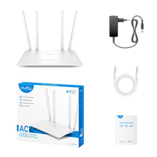 Cudy Wi-Fi Router Wr1200, Ac1200 1200Mbps, 5X Ethernet Ports, V2.0