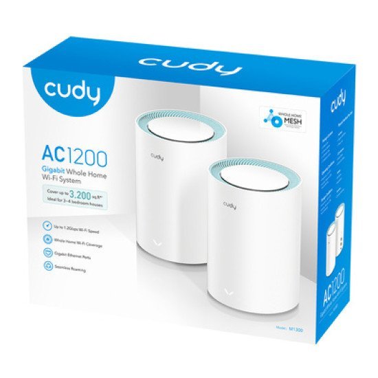 Cudy Wi-Fi Mesh System M1300, Ac1200, Gigabit, Dual Band, V2.0, 2Τμχ