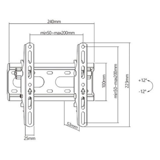 Brateck Επιτοίχια Βάση Kl31-22T Για Οθόνη 23"-43", 45Kg