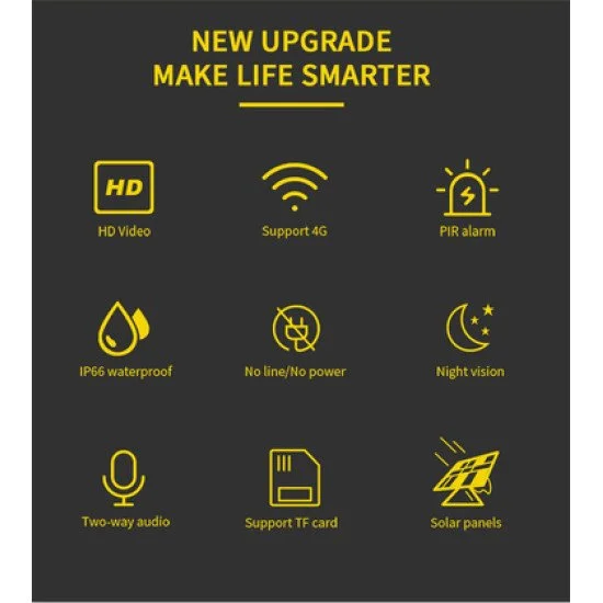 Sectec Smart Ηλιακή 4G Κάμερα St-S588M-3M-4G, 3Mp, Pir, Cloud/Micro Sd