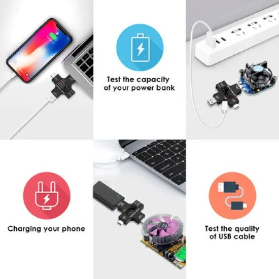 Συσκευή Ελέγχου Λειτουργίας Θύρας Usb, Micro Usb & Usb-C, 3.6-32V, Lcd