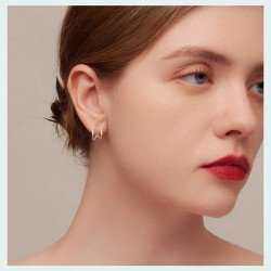 Bamoer Σκουλαρίκια Διπλοί Κρίκοι Sce1480, Κυβική Ζιρκόνια, Ασήμι 925 Bamoer Σκουλαρίκια Διπλοί Κρίκοι Sce1480, Κυβική Ζιρκόνια, Ασήμι 925