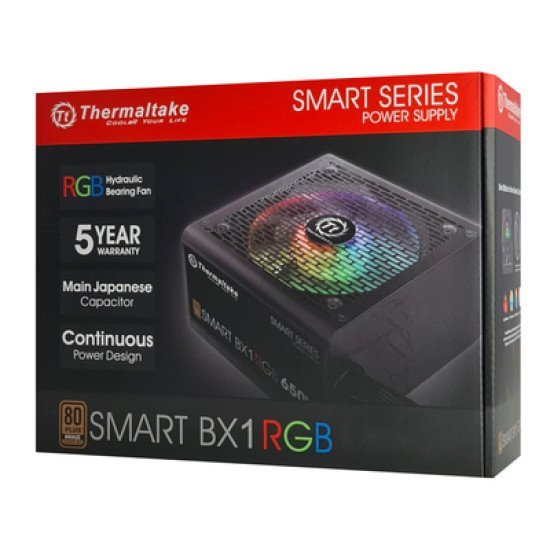 Thermaltake Τροφοδοτικό Pc Smart Bx1 Rgb 750W, 80 Plus Bronze Active Pfc