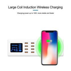 Sunshine Σταθμός Φόρτισης Ss-309Wd, 8X Usb 8A, Wireless 10W, Λευκός