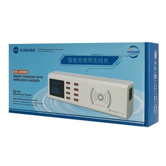 Sunshine Σταθμός Φόρτισης Ss-309Wd, 8X Usb 8A, Wireless 10W, Λευκός Sunshine Σταθμός Φόρτισης Ss-309Wd, 8X Usb 8A, Wireless 10W, Λευκός