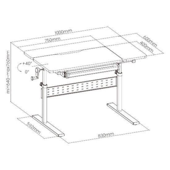 Brateck Παιδικό Γραφείο E603, Ρυθμιζόμενο, 100X60X54~76Cm, Λευκό Brateck Παιδικό Γραφείο E603, Ρυθμιζόμενο, 100X60X54~76Cm, Λευκό