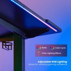 Brateck Gaming Γραφείο Gmd11-3, Ρυθμιζόμενο Ύψος, 136X60Cm, Rgb, Μαύρο
