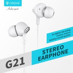 Celebrat Earphones Με Μικρόφωνο G21, 3.5Mm, 1.2M, Λευκά