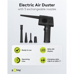 Goobay Ηλεκτρικό Air Duster 61667, Led Οθόνη, 46.8W, 2000Mah, Μαύρο