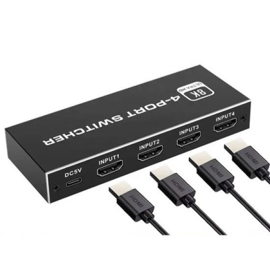 Hdmi Switch Cab-H149, 4-In Σε 1-Out, 4K/120Hz, 8K/60Hz, Μαύρο Hdmi Switch Cab-H149, 4-In Σε 1-Out, 4K/120Hz, 8K/60Hz, Μαύρο