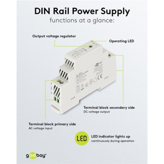 Goobay Τροφοδοτικό 59574 Για Din Rail, 5V/2.4A, 12W, Ip20 Goobay Τροφοδοτικό 59574 Για Din Rail, 5V/2.4A, 12W, Ip20