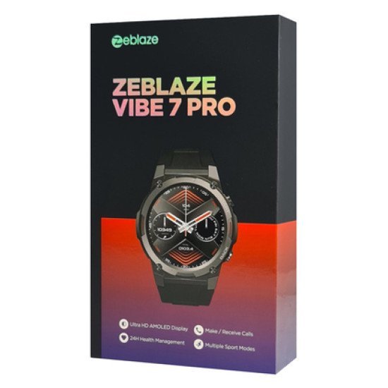 Zeblaze Smartwatch Vibe 7 Pro, 1.43" Amoled, Ηχείο & Mic, 3 Atm, Μαύρο