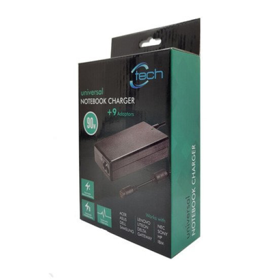 Ctech Notebook Charger Cp-0002, Universal, 9 Adaptors, 90W