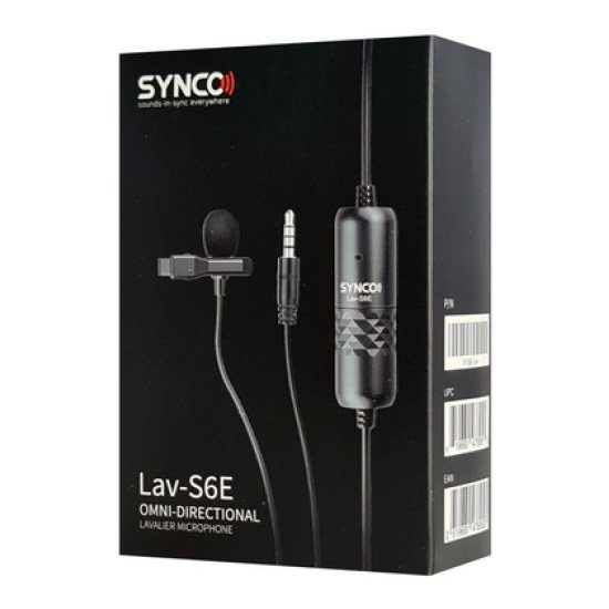 Synco Μικρόφωνο Lav-S6E Με Clip-On, Omnidirectional, 3.5Mm, 6M, Μαύρο