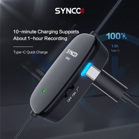 Synco Μικρόφωνο Lav-S6M2, Clip-On, Omnidirectional, 3.5Mm, 400Mah, Μαύρο