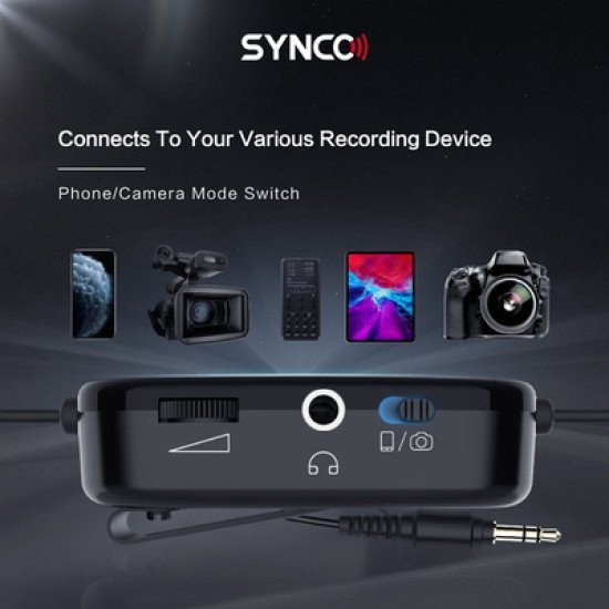 Synco Μικρόφωνο Lav-S6M2, Clip-On, Omnidirectional, 3.5Mm, 400Mah, Μαύρο