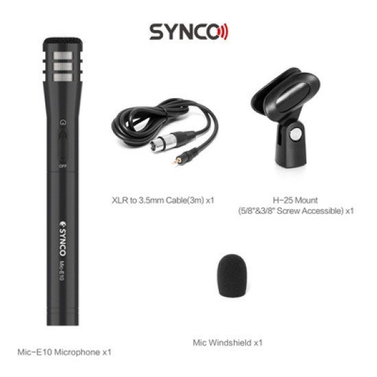 Synco Μικρόφωνο Χειρός Sy-E10-Mic, Δυναμικό, Καρδιοειδές, Xlr, Μαύρο